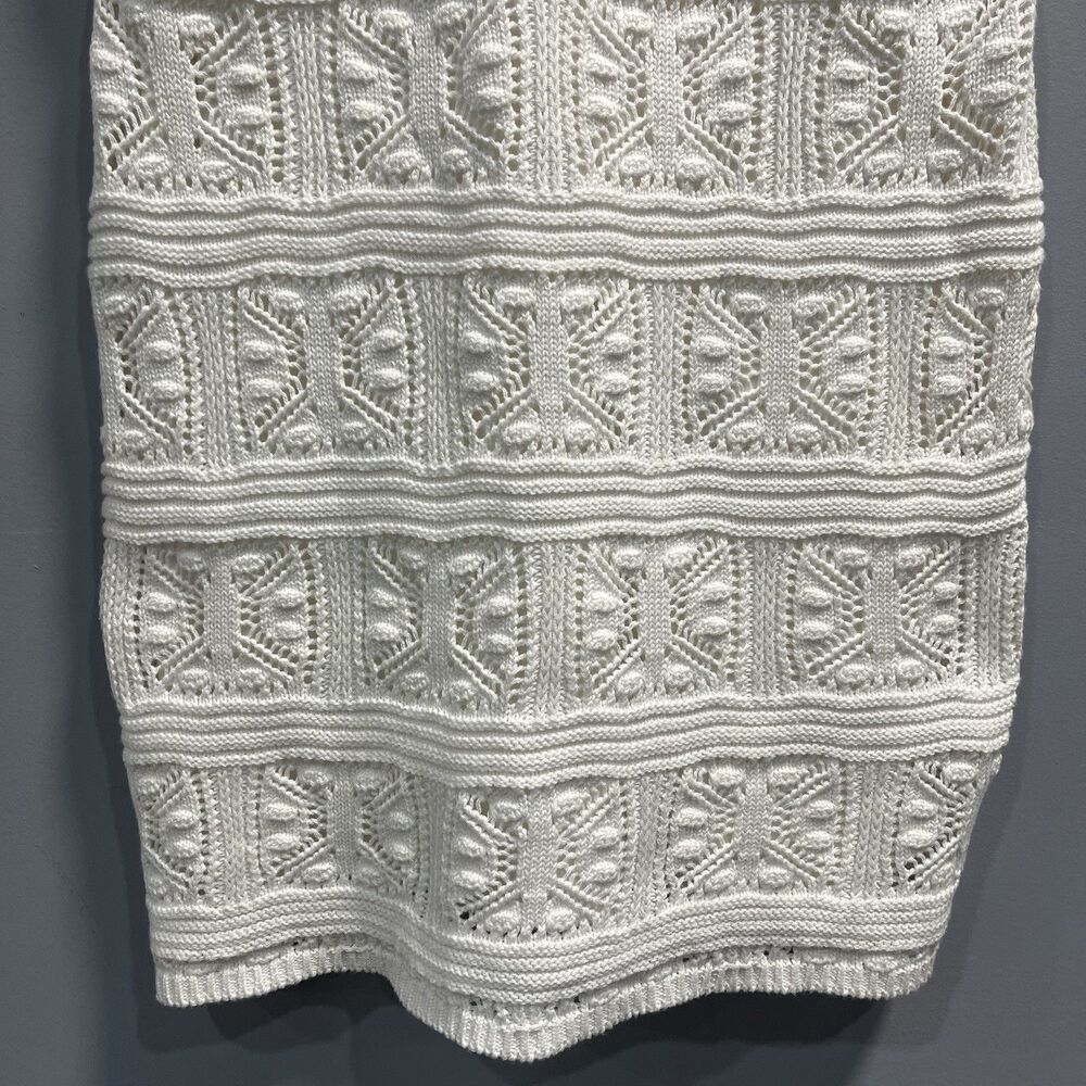 Olive & Oak Ivory Crochet Lined Bodycon Dress Size Large Boho Festival - Picture 3 of 7